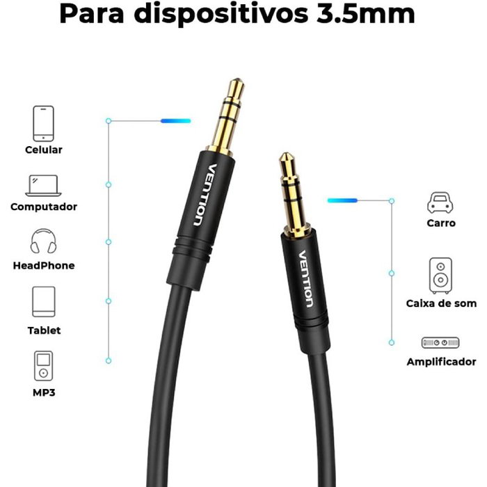 Vention Cable Estéreo BAKBF Jack 3.5 Macho a Jack 3.5 Macho 1m Negro Vention Cable Estéreo BAKBF Jack 3.5 Macho a Jack 3.5 Macho 1m Negro